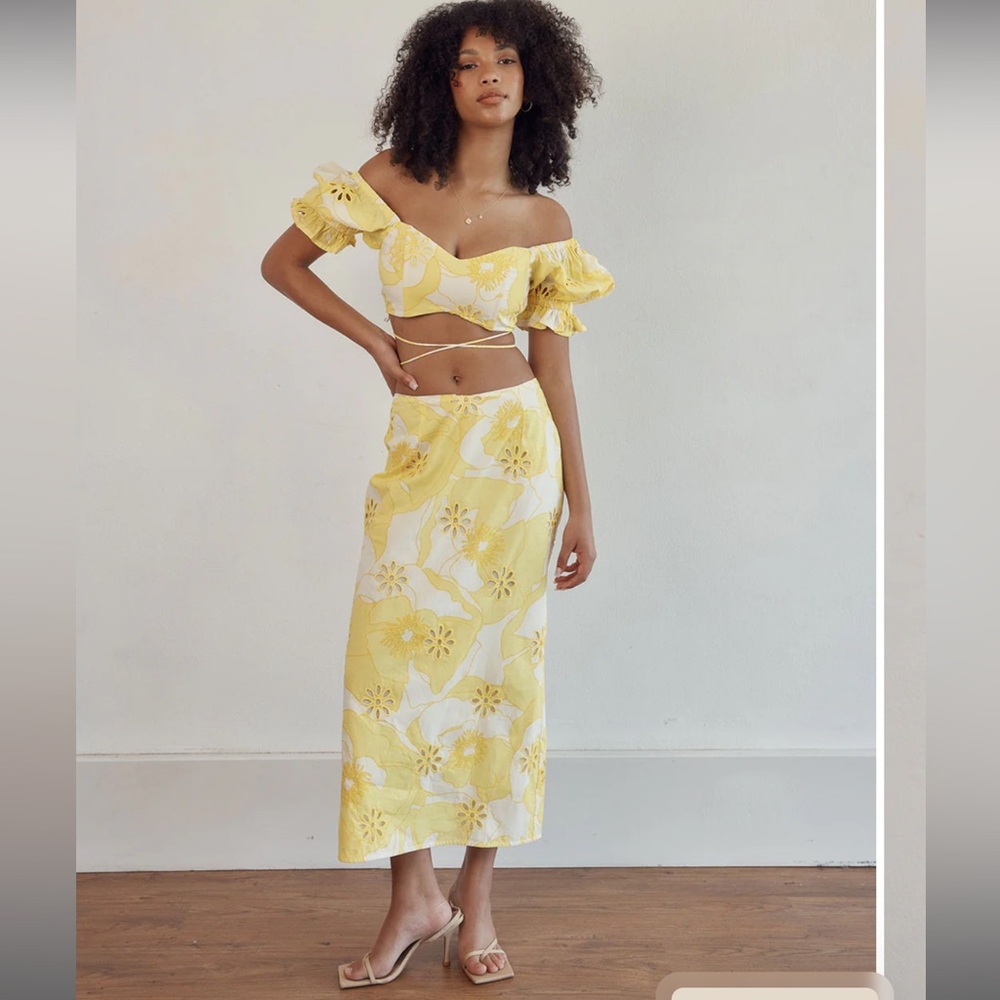 Sabo skirt yellow floral two piece set